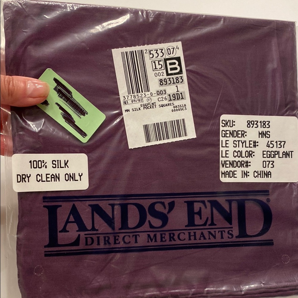 Lands' End Silk Pocket Square Purple Eggplant